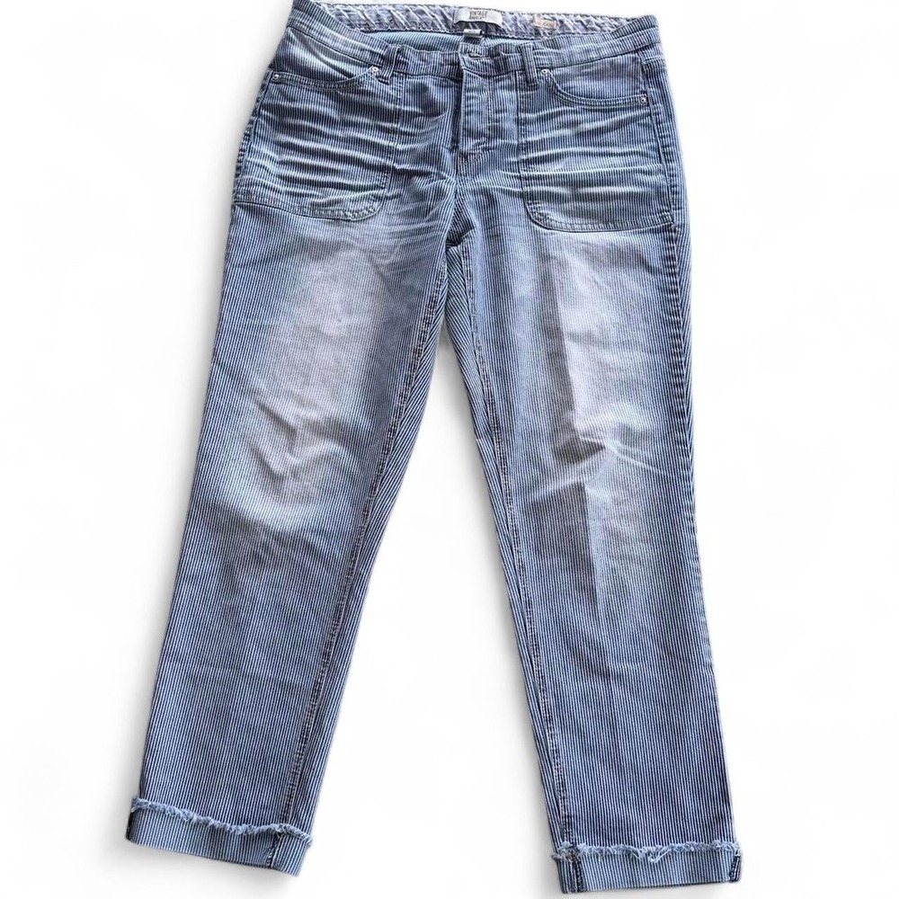 Vintage America Blues Railroad Stripe Straight‎ Leg Cropped Jeans Size 8/29